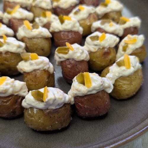 Mini Baked Potatoes with Jalapeño and Cheddar